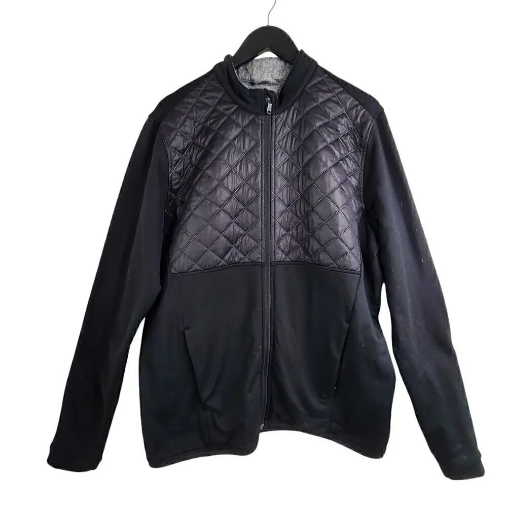 Adidas Climaheat Prime Quilted Black Full-Zip Sweater Jacket